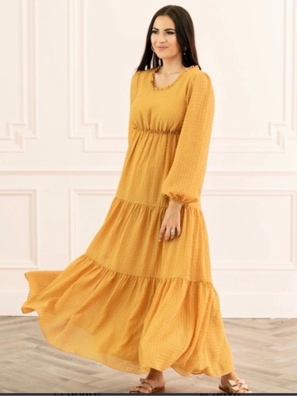 Rachel Parcell Mustard Yellow Tiered Maxi Dress
